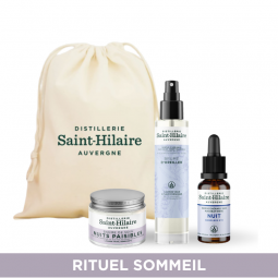 Coffret Nuits Paisibles avec brume d'oreiller, baume relaxant et complexe de bourgeons pour le sommeil
